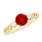 Lab Grown Ruby Designer Ring with Diamond Side Stones