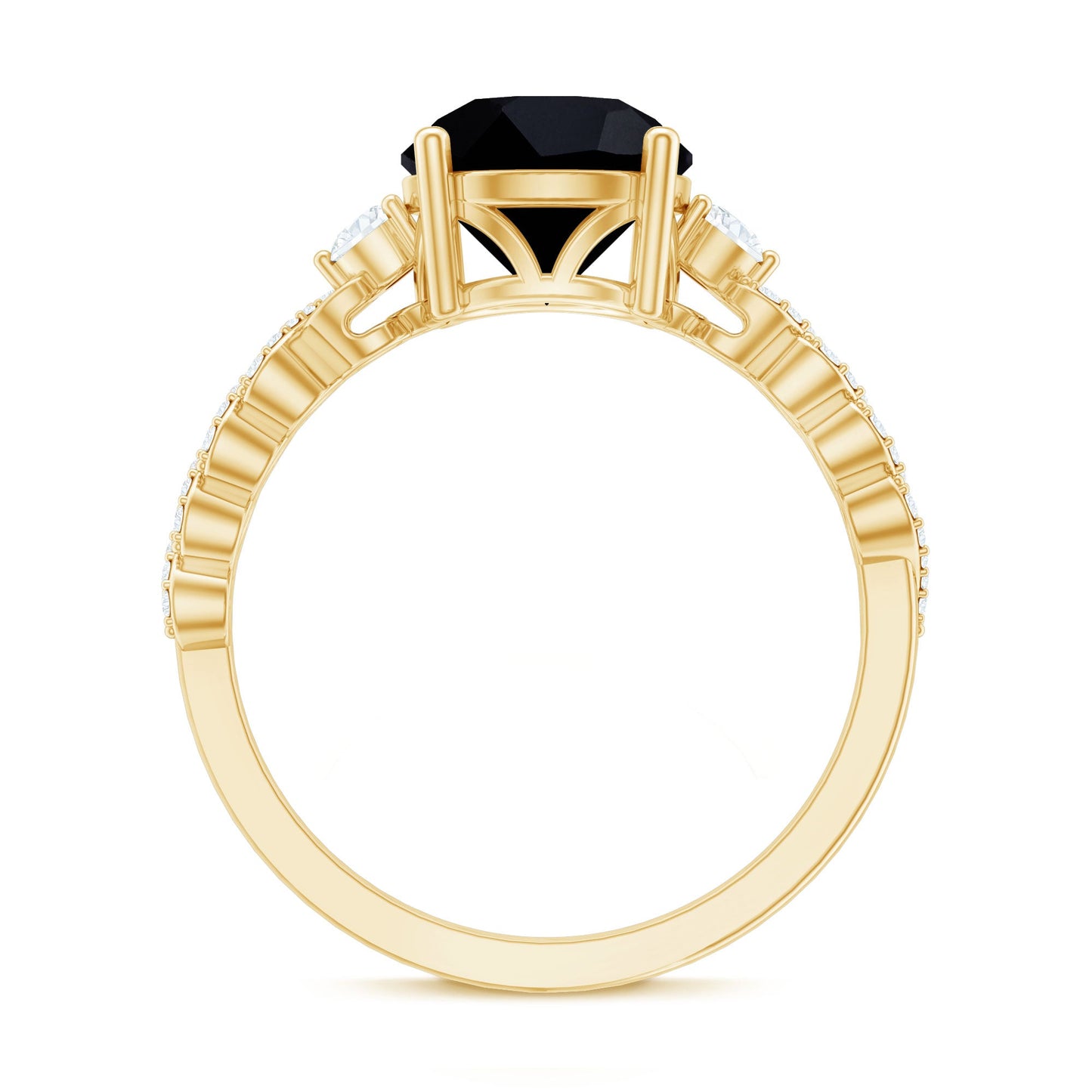 Designer 2.6 Carat Black Spinel Engagement Ring with Diamond