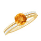 Natural Citrine Solitaire Engagement Ring with Diamond