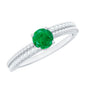 Certified Real Emerald Diamond Engagement Ring with Beaded Detailing