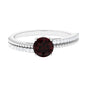 Natural Garnet Solitaire Engagement Ring with Diamond
