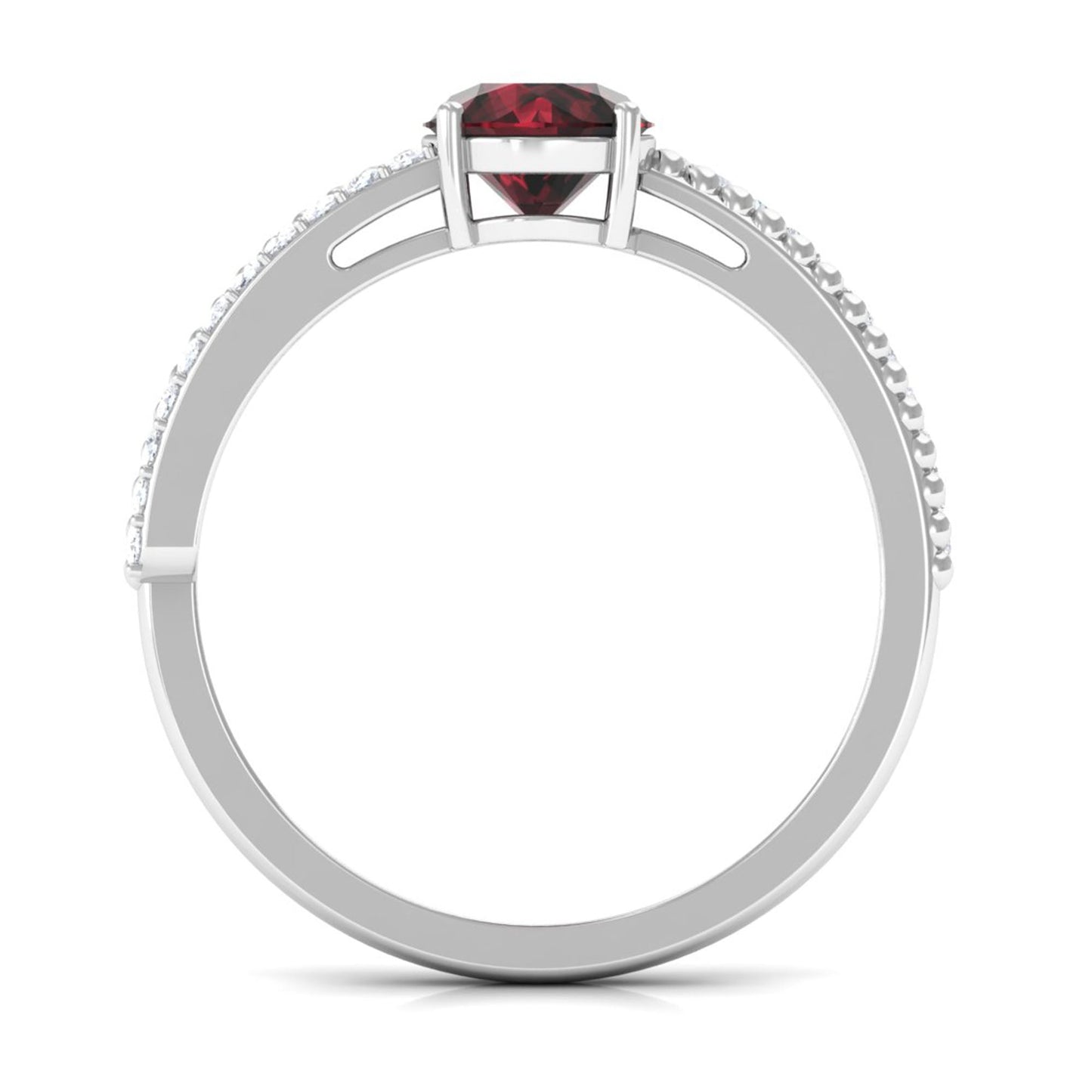 Natural Garnet Solitaire Engagement Ring with Diamond