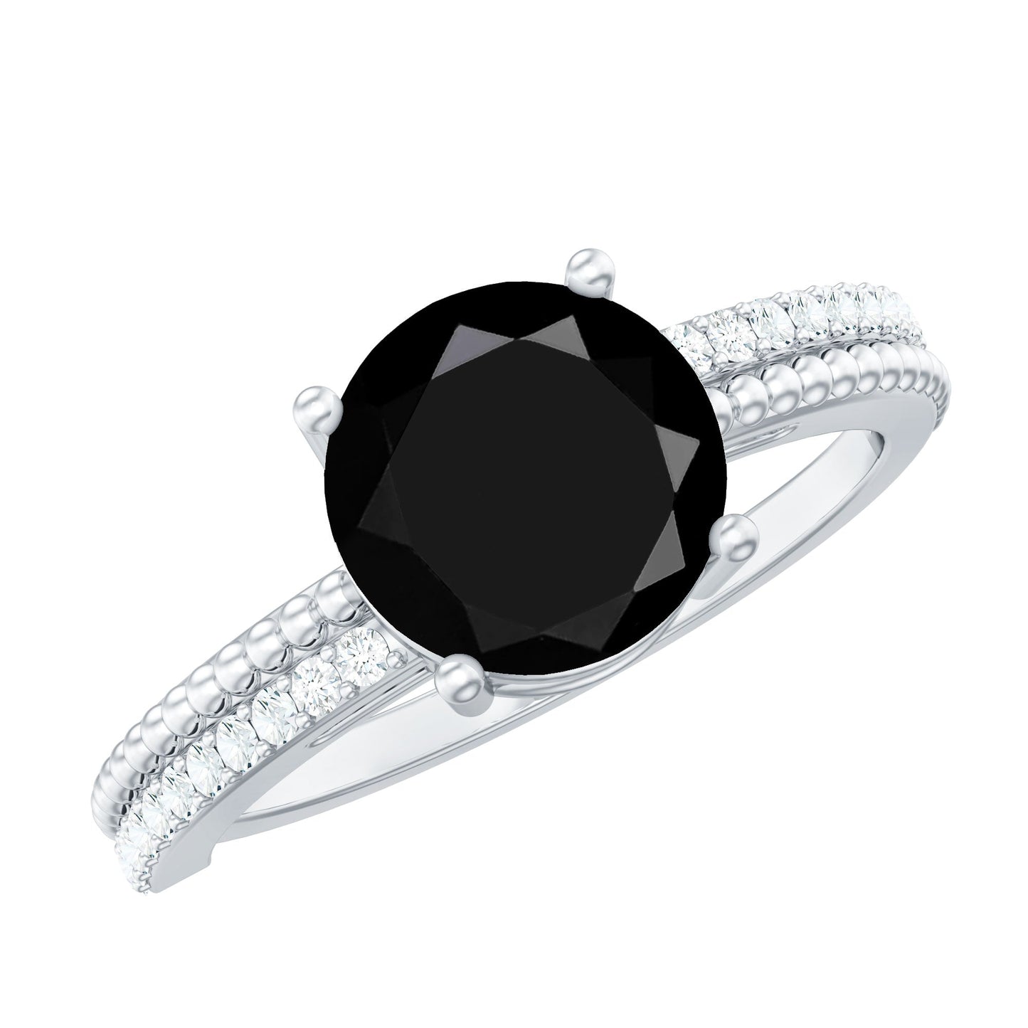 Certified 2 Carat Lab Grown Black and White Diamond Engagement Ring