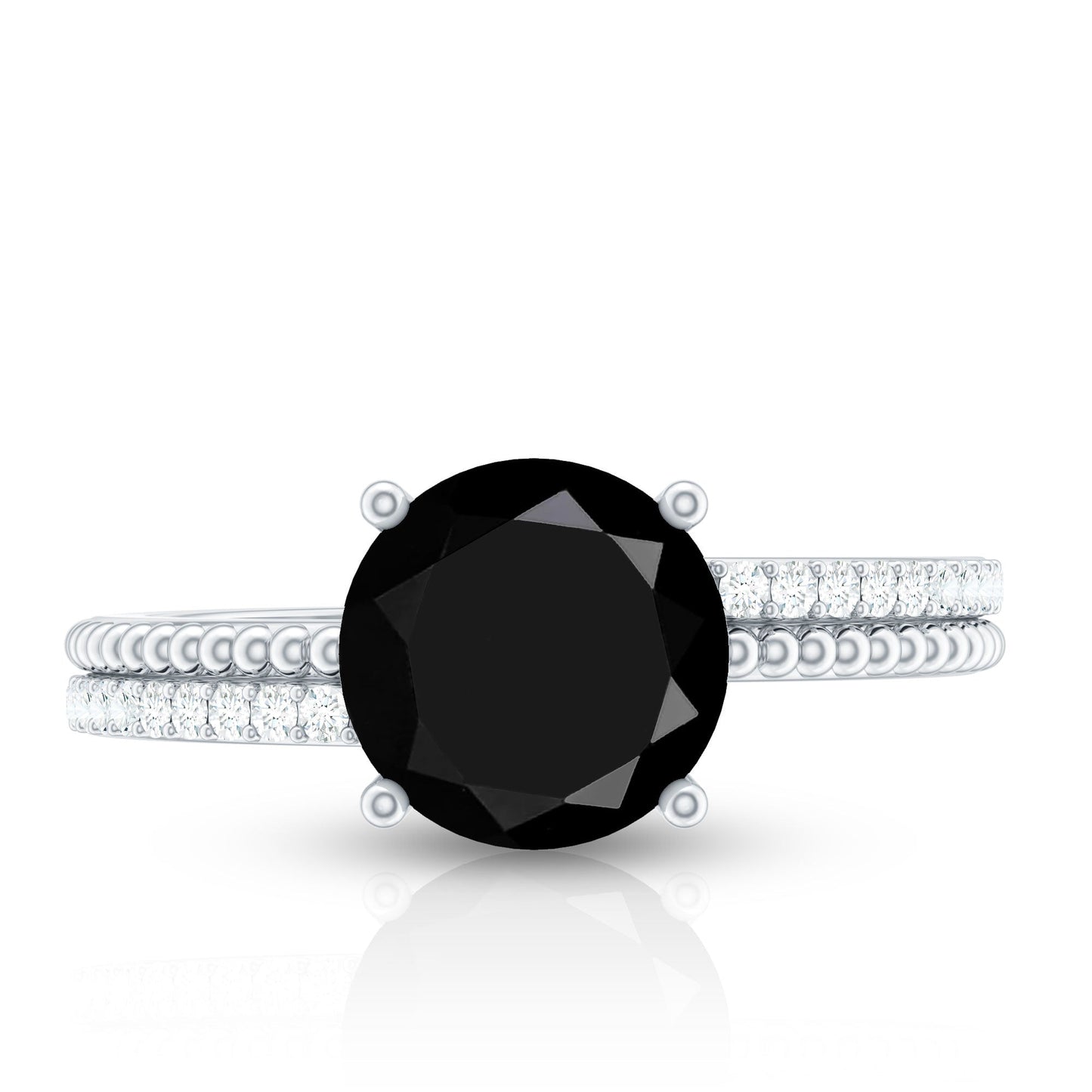Certified 2 Carat Lab Grown Black and White Diamond Engagement Ring
