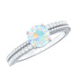 Natural Ethiopian Opal Diamond Solitaire Engagement Ring with Beaded Detailing