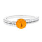 0.7 Carat Round Fire Opal Solitaire Ring with Diamond and Beaded Shank