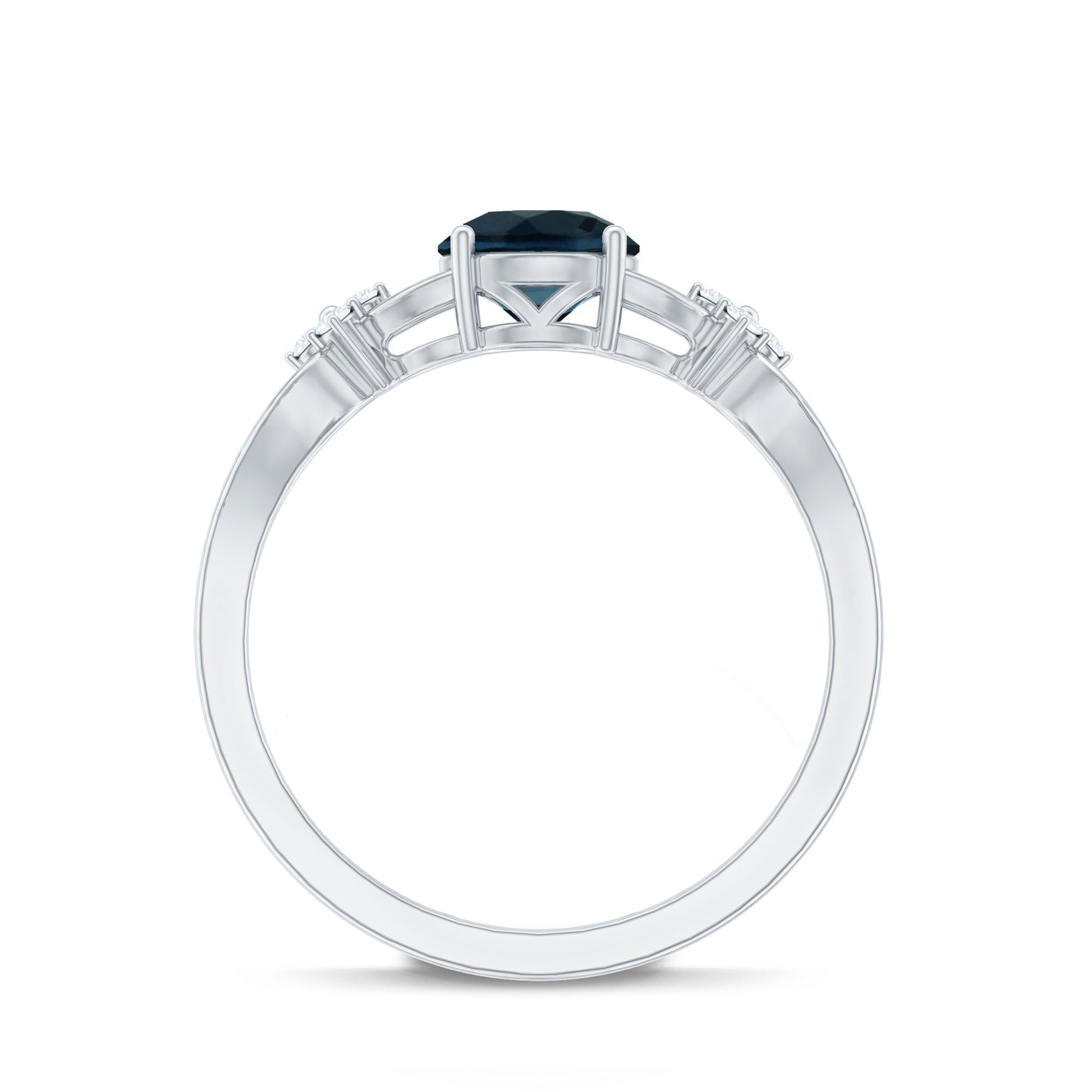 1.3 Carat London Blue Topaz Solitaire Engagement Ring with Diamond