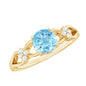 Genuine Aquamarine Crossover Engagement Ring with Diamond Flower