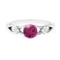 Pink Tourmaline Solitaire Floral Ring with Diamond