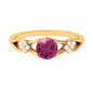 Pink Tourmaline Solitaire Floral Ring with Diamond