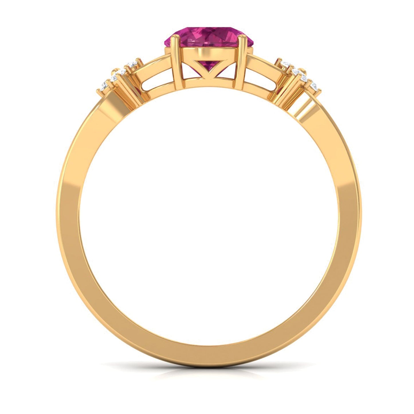 Pink Tourmaline Solitaire Floral Ring with Diamond