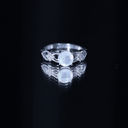 Natural Ethiopian Opal Crossover Engagement Ring with Floral Diamond