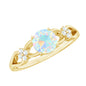 Natural Ethiopian Opal Crossover Engagement Ring with Floral Diamond