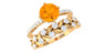 Classic Fire Opal Wedding Ring Set with Moissanite