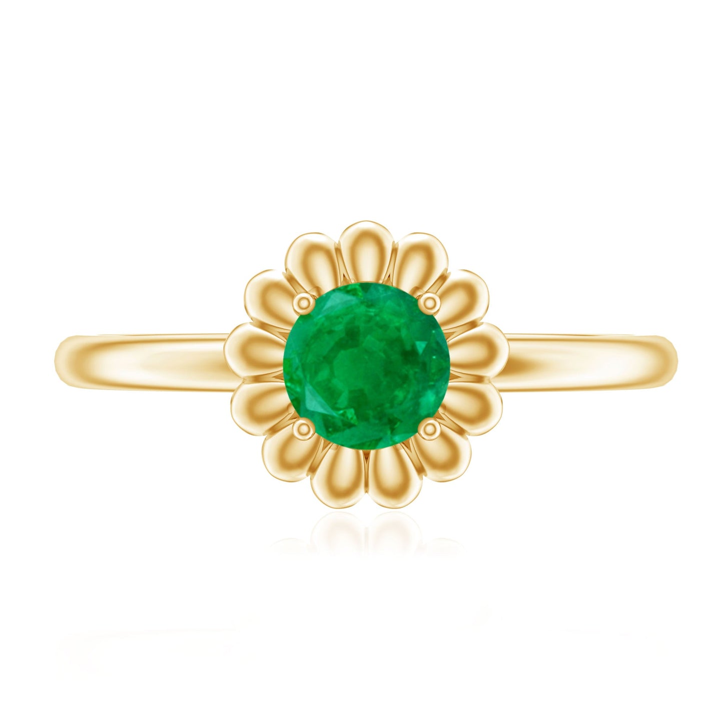 Certified Natural Emerald Flower Promise Ring with Certificate