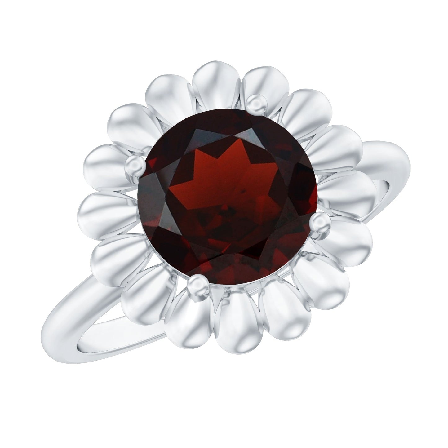 Nature Inspired Garnet Huge Engagement Ring With Certificate