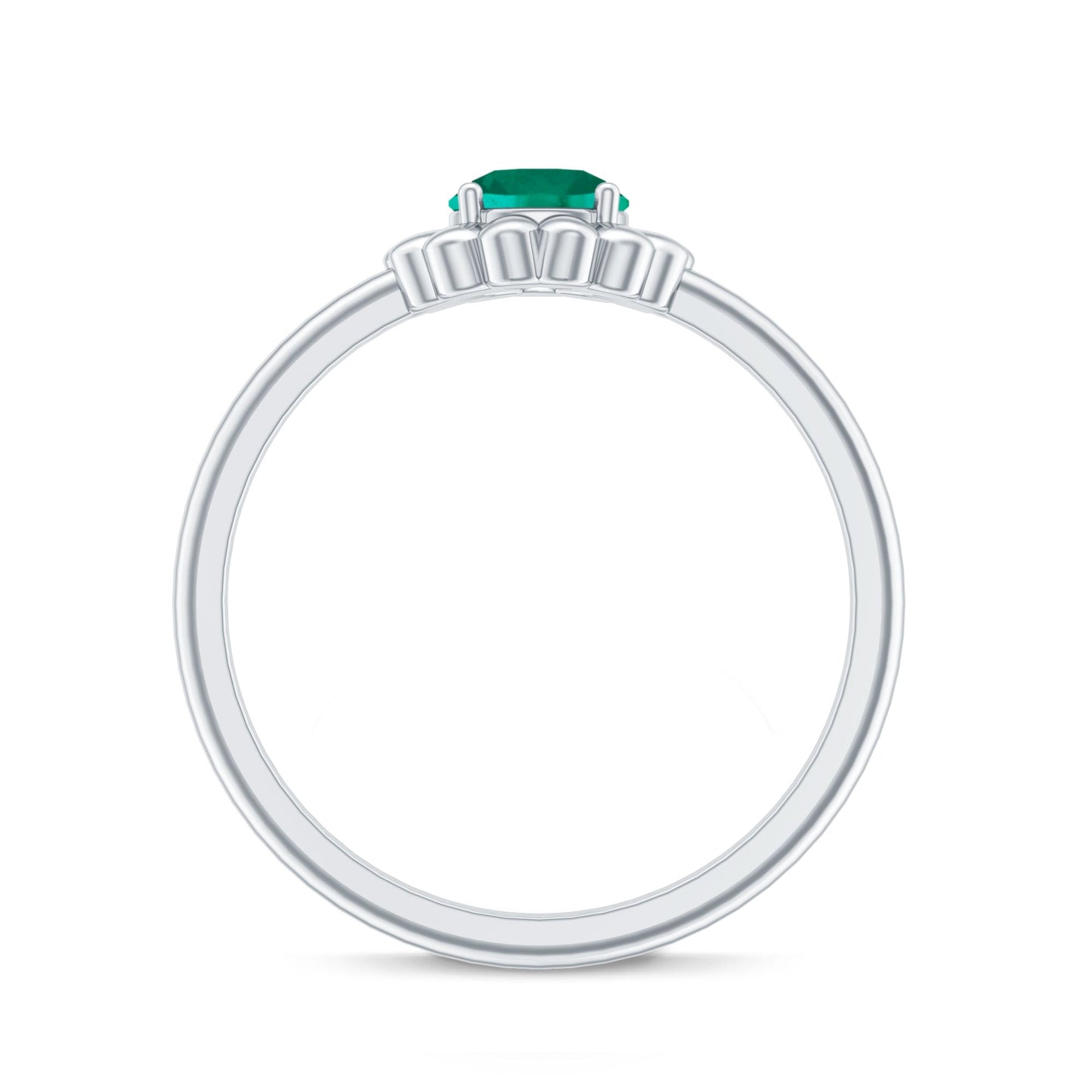 Certified Round Lab Grown Emerald Flower Promise Ring