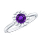 Round Cut Solitaire Amethyst Flower Promise Ring