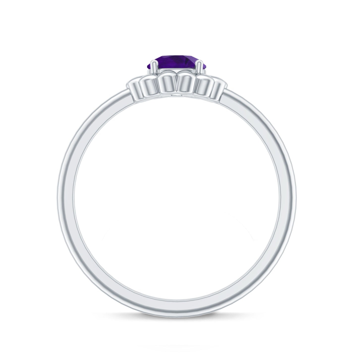 Round Cut Solitaire Amethyst Flower Promise Ring