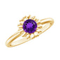 Round Cut Solitaire Amethyst Flower Promise Ring