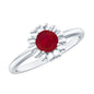 Round Cut Genuine Ruby Flower Promise Ring