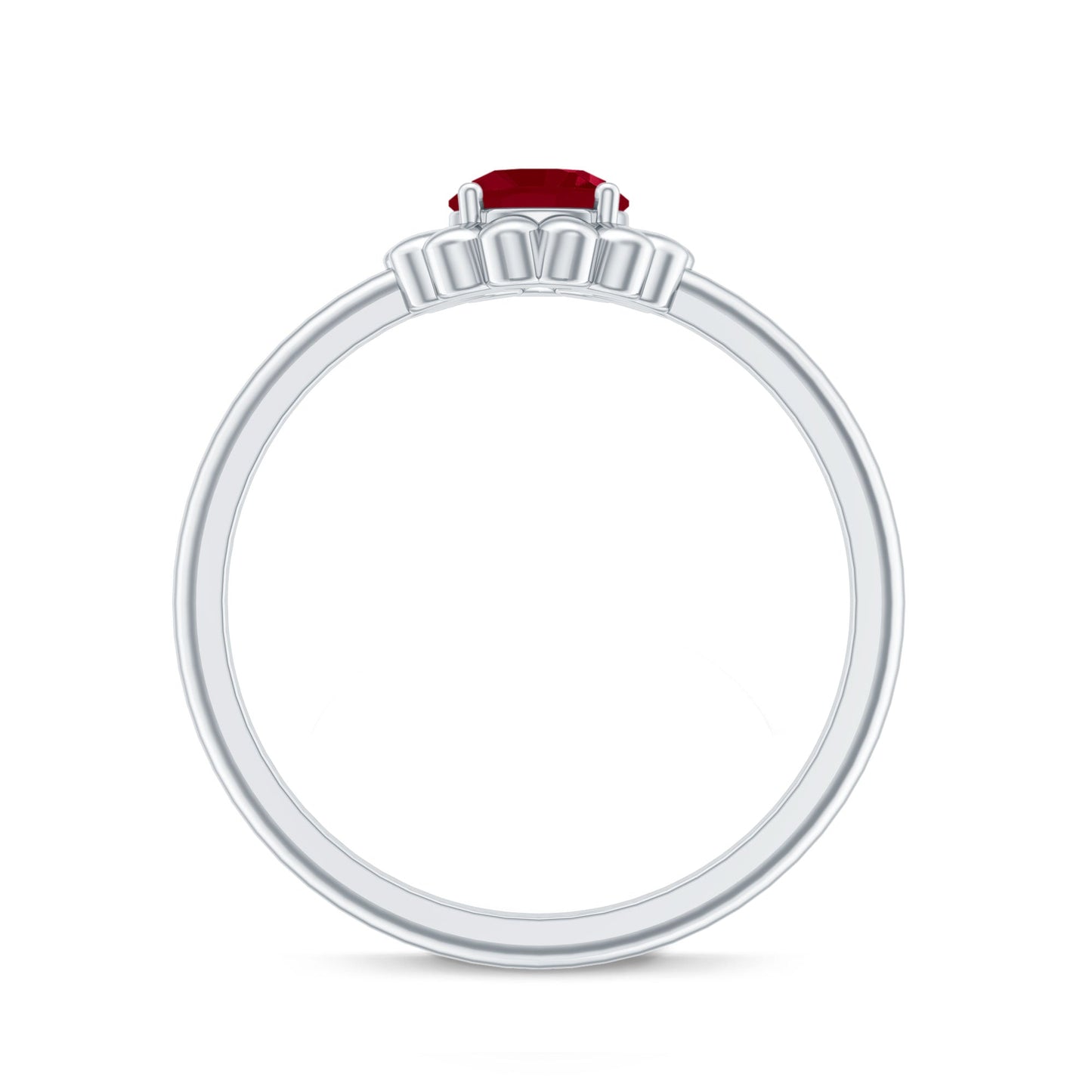Round Cut Genuine Ruby Flower Promise Ring