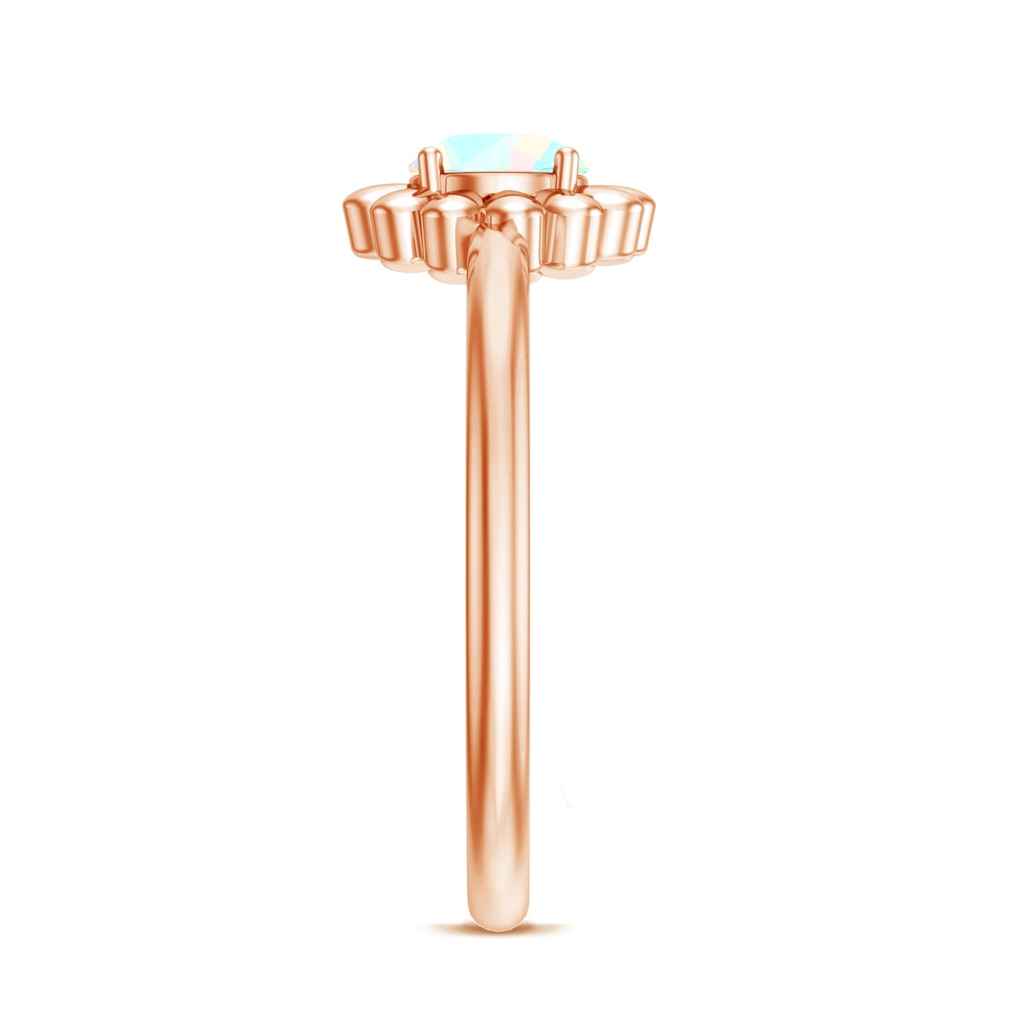 Natural Solitaire Ethiopian Opal Flower Promise Ring