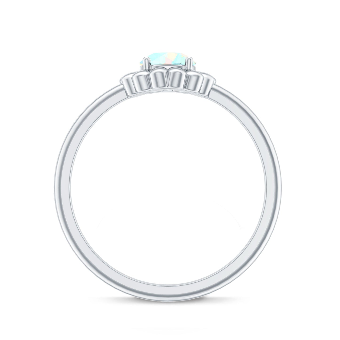 Natural Solitaire Ethiopian Opal Flower Promise Ring