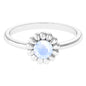 0.3 Carat Round Cut Solitaire Moonstone Flower Ring