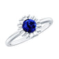 Certified 0.6 Carat Lab Grown Blue Sapphire Flower Promise Ring for Women