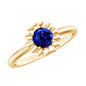 Certified 0.6 Carat Lab Grown Blue Sapphire Flower Promise Ring for Women
