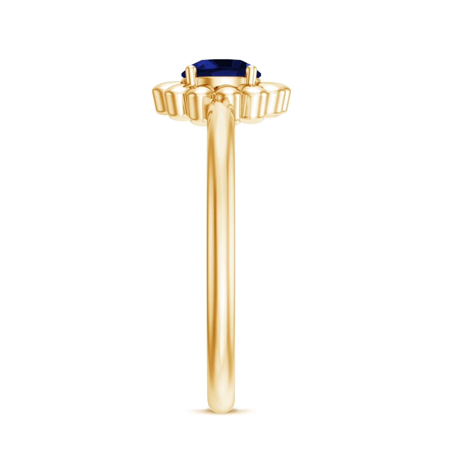 Certified 0.6 Carat Lab Grown Blue Sapphire Flower Promise Ring for Women