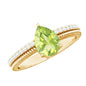 Natural 1 Carat Pear Shaped Peridot Engagement Ring with Diamond