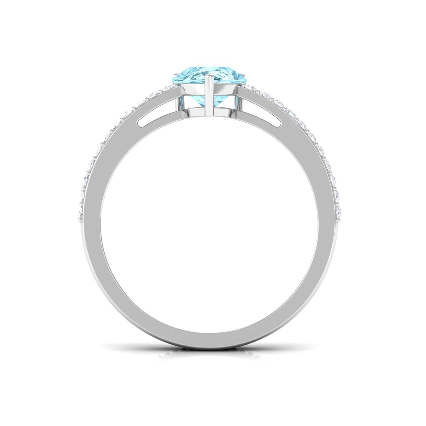 Natural Pear Shape Aquamarine Diamond Engagement Ring with Twisted Rope