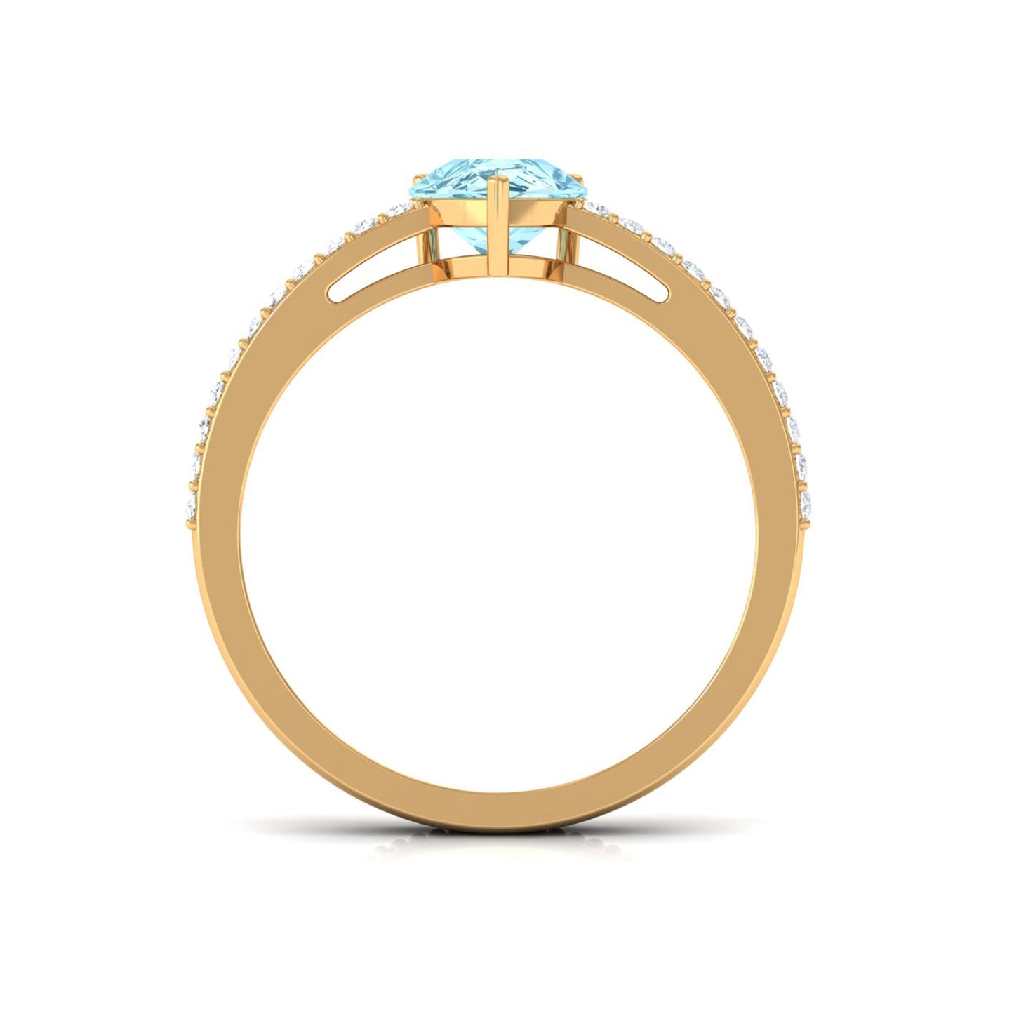 Natural Pear Shape Aquamarine Diamond Engagement Ring with Twisted Rope