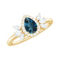 Pear Shaped London Blue Topaz Engagement Ring with Diamond Halo
