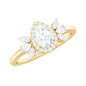 Pear Shaped Moissanite Halo Engagement Ring with Trio