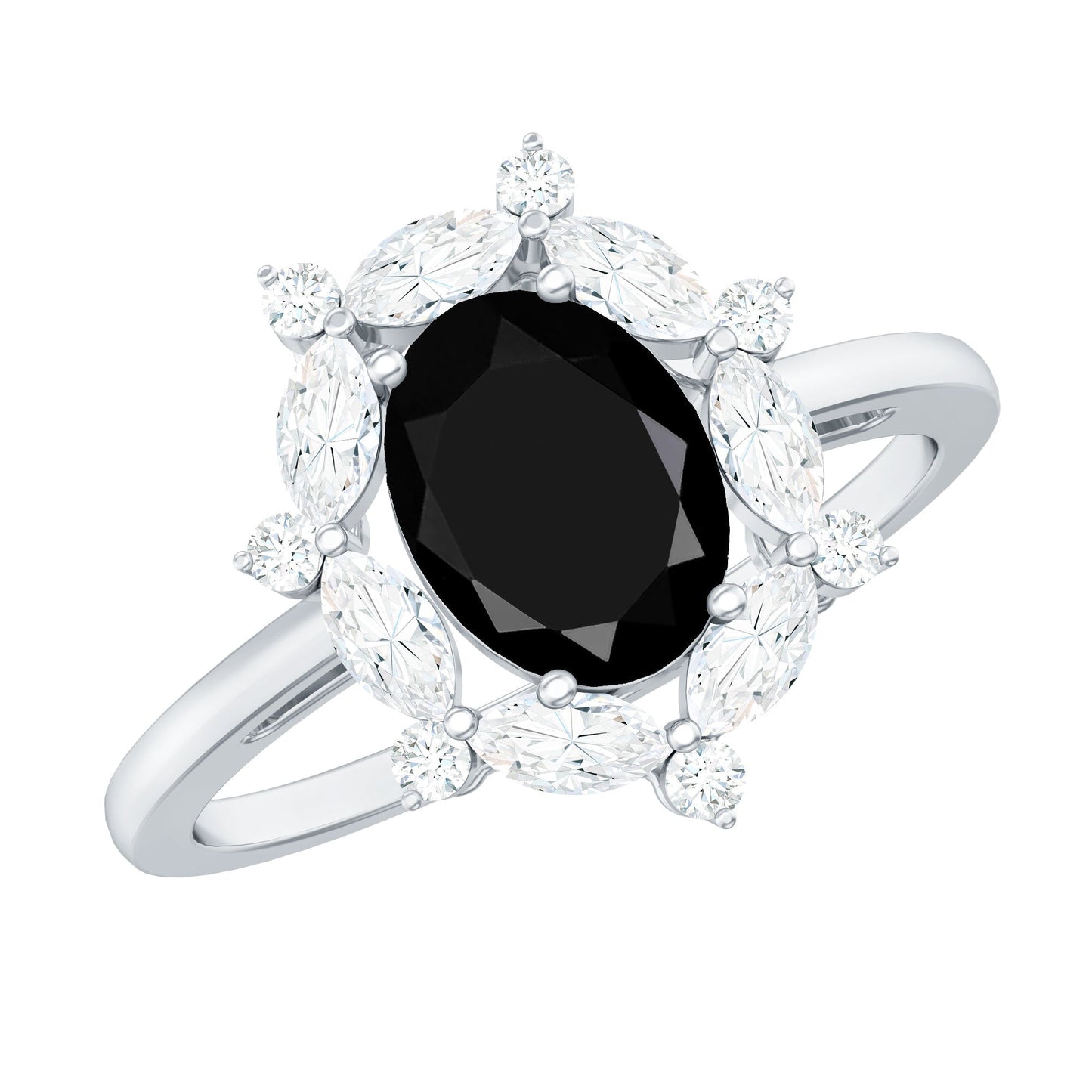 Certified 1.9 Carat Lab Grown Black Diamond Oval Engagement Ring with White Diamond Halo