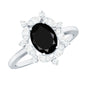 Certified 1.9 Carat Lab Grown Black Diamond Oval Engagement Ring with White Diamond Halo
