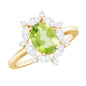 Natural 1 Carat Peridot Oval Engagement Ring with Moissanite