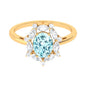 Genuine Aquamarine Vintage Inspired Engagement Ring with Halo