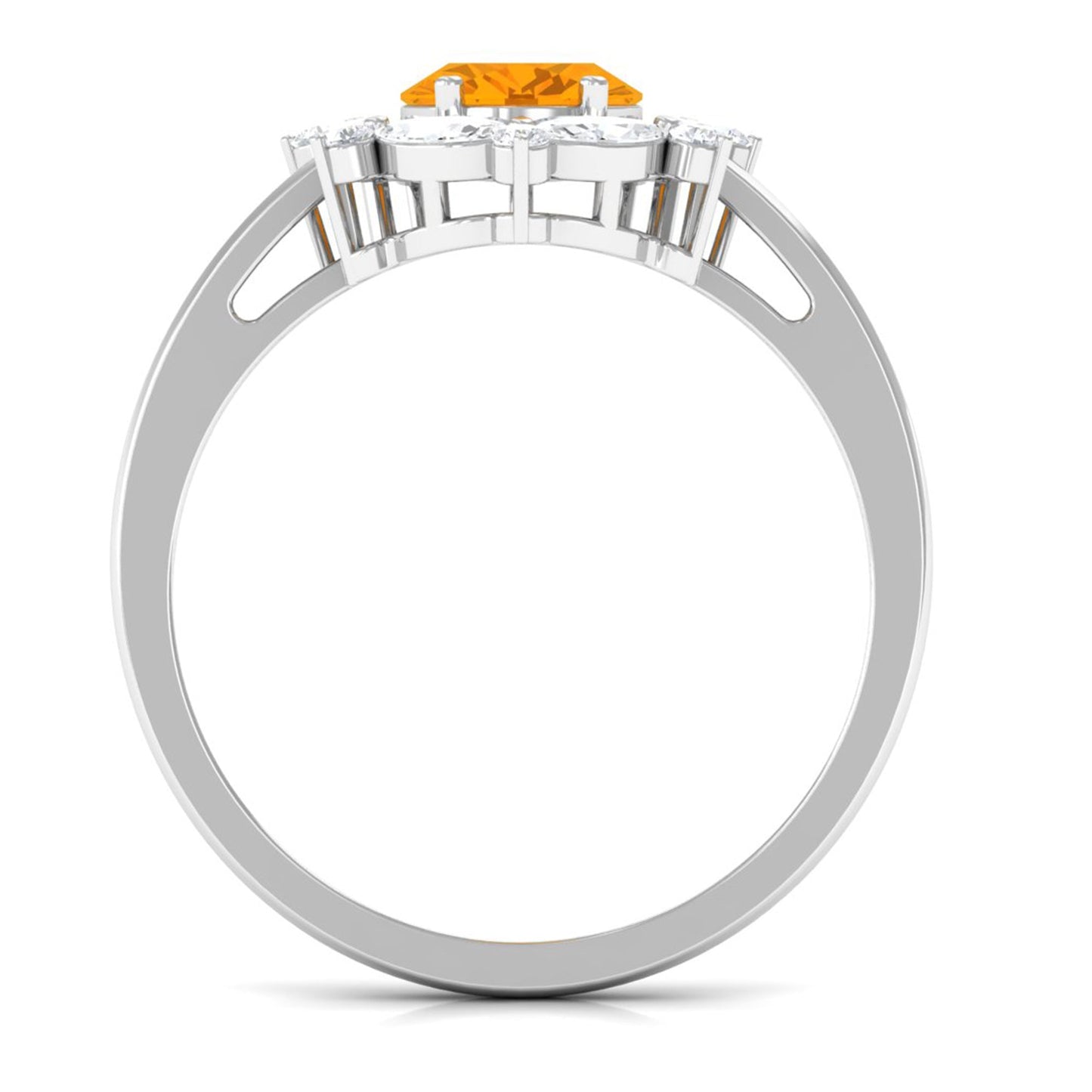 Natural 1 Carat Fire Opal Engagement Ring with Diamond Halo