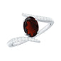 Natural 1.5 Carat Garnet Oval Engagement Ring with Diamond