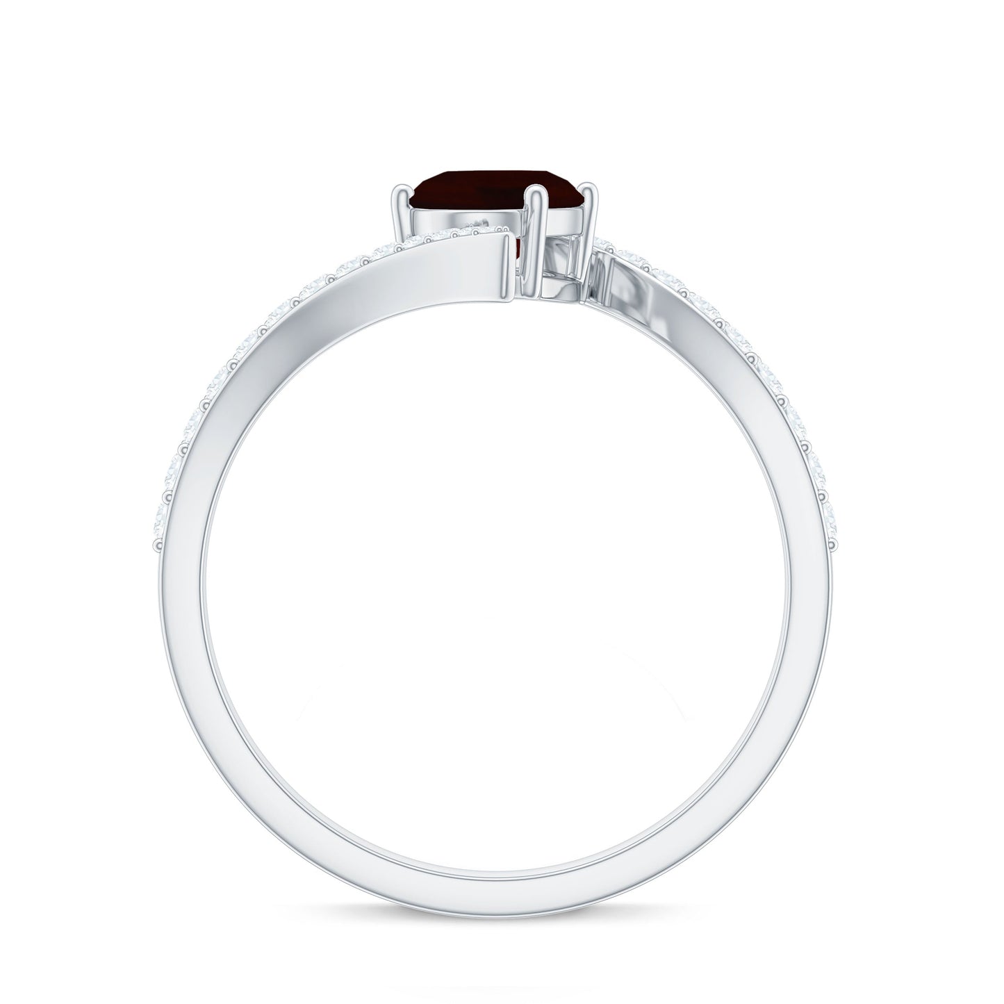 Natural 1.5 Carat Garnet Oval Engagement Ring with Diamond