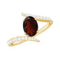 Natural 1.5 Carat Garnet Oval Engagement Ring with Diamond