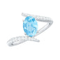 Natural Aquamarine Oval Engagement Ring with Diamond Bypass Shank