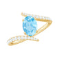Natural Aquamarine Oval Engagement Ring with Diamond Bypass Shank