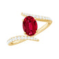 Oval Cut Lab Grown Ruby Bypass Engagement Ring with Diamonds