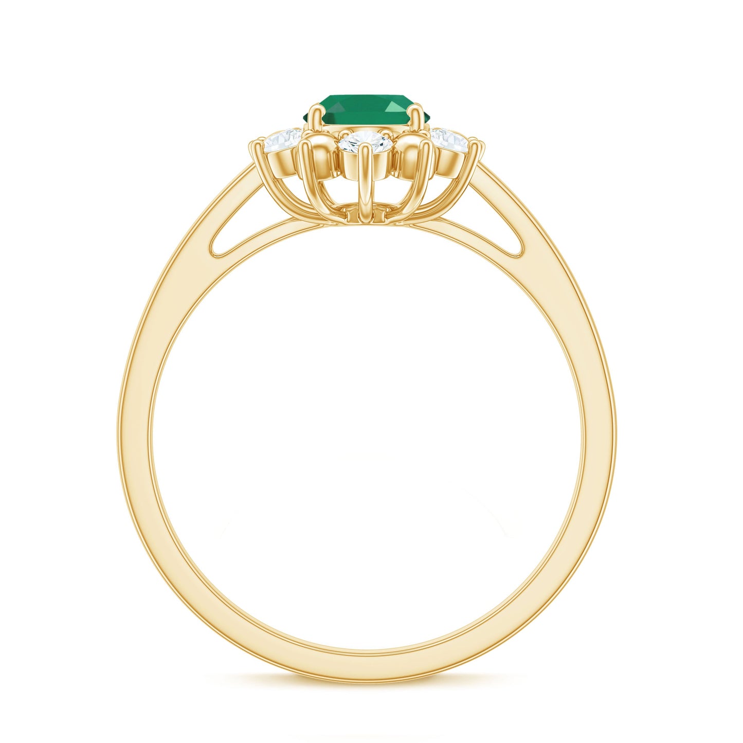 Natural 0.7 Carat Oval Emerald Engagement Ring with Diamond Halo