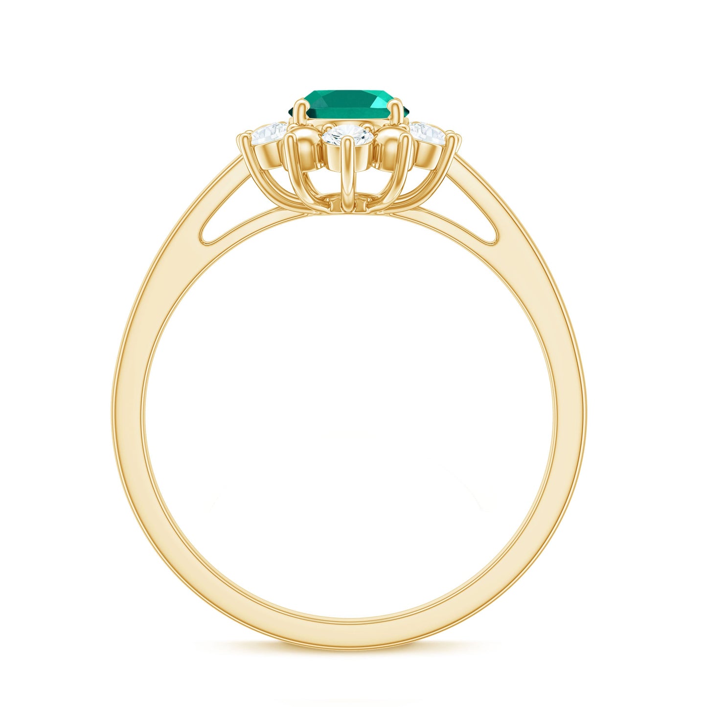 Certified 0.8 Carat Oval Lab Grown Emerald Diamond Flower Engagement Ring